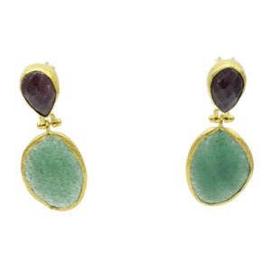 Aylas Chalcedony, Agate semi precious gemstone earrings - 21ct Gold plated- Handmade