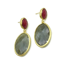 Aylas Jade, Labradorite semi precious gemstone earrings - 21ct Gold plated- Handmade