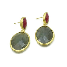 Aylas Jade, Labradorite semi precious gemstone earrings - 21ct Gold plated- Handmade