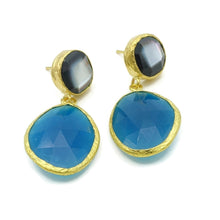 Aylas Jade, Mother Pearl semi precious gemstone earrings - 21ct Gold plated- Handmade