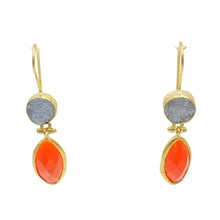Aylas Druzy, Jade semi precious gemstone earrings - 21ct Gold plated- Handmade