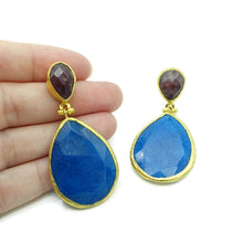 Aylas Jade, Chalcedony semi precious gemstone earrings - 21ct Gold plated- Handmade