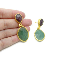 Aylas Jade,  Chalcedony semi precious gemstone earrings - 21ct Gold plated- Handmade