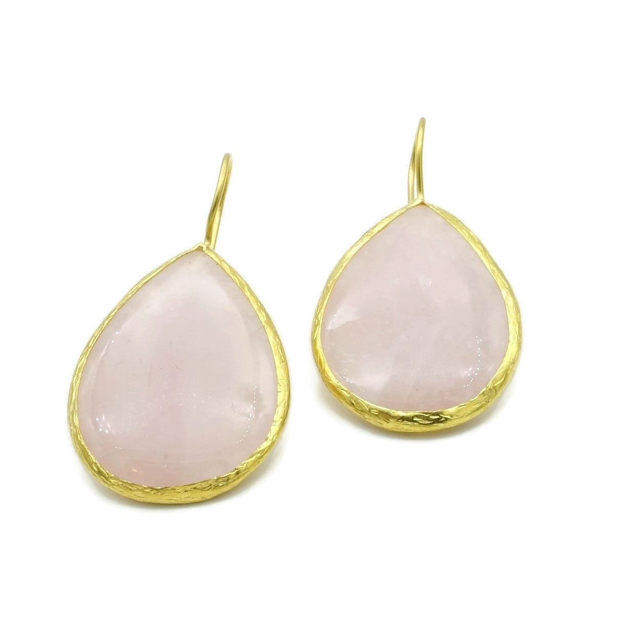 Aylas Rose quartz semi precious gemstone earrings - 21ct Gold plated- Handmade