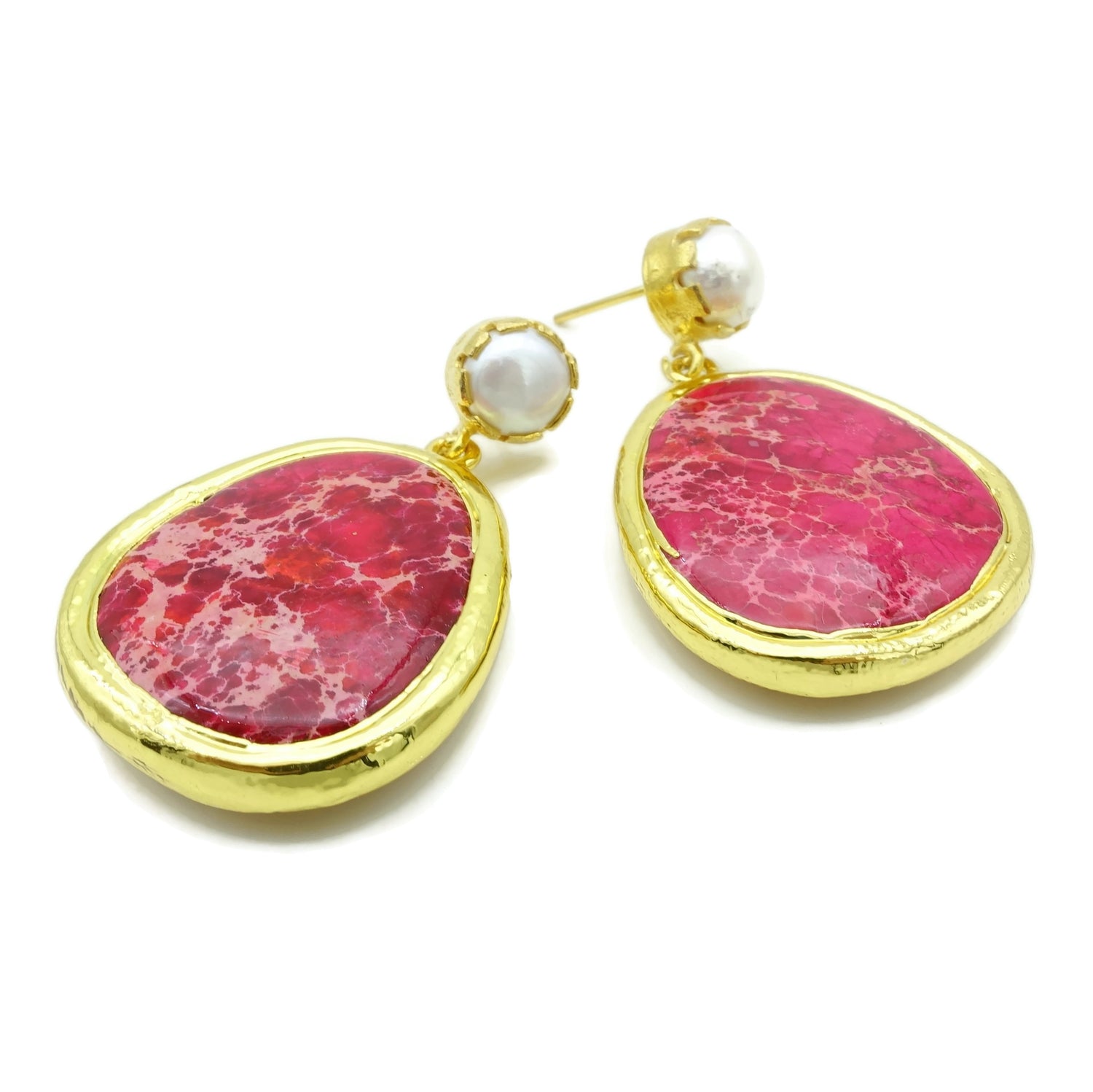 Aylas Magnesite earrings - 21ct Gold plated semi precious gemstone - Handmade in Ottoman Style by Artisan