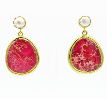 Aylas Magnesite earrings - 21ct Gold plated semi precious gemstone - Handmade in Ottoman Style by Artisan