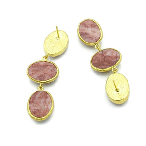 Aylas Agate handmade semi precious gemstone earrings - 21ct Gold plated