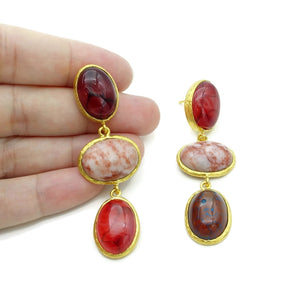 Aylas Agate handmade semi precious gemstone earrings - 21ct Gold plated Ottoman style
