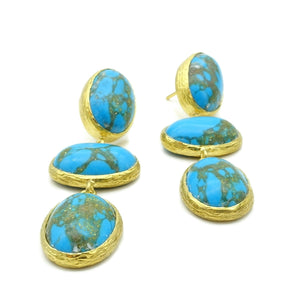 Aylas Turquoise handmade semi precious gemstone earrings - 21ct Gold plated Ottoman style