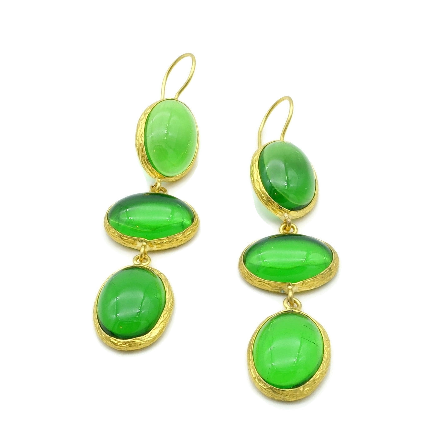 Aylas handmade semi precious gemstone earrings - 21ct Gold plated Ottoman style