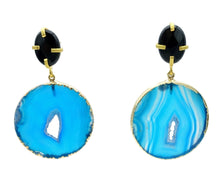 Aylas Agate slice semi precious gemstone earrings - 21ct Gold plated- Handmade