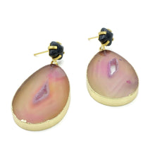 Aylas Agate slice semi precious gemstone earrings - 21ct Gold plated- Handmade