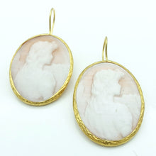 Aylas Cat eye Cameo earrings - 21ct Gold plated semi precious gemstone - Handmade in Ottoman Style by Artisan