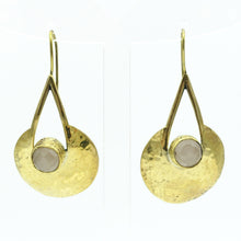 Aylas  Cat eye Hammered earrings 21ct Gold plated semi precious gemstone - Handmade