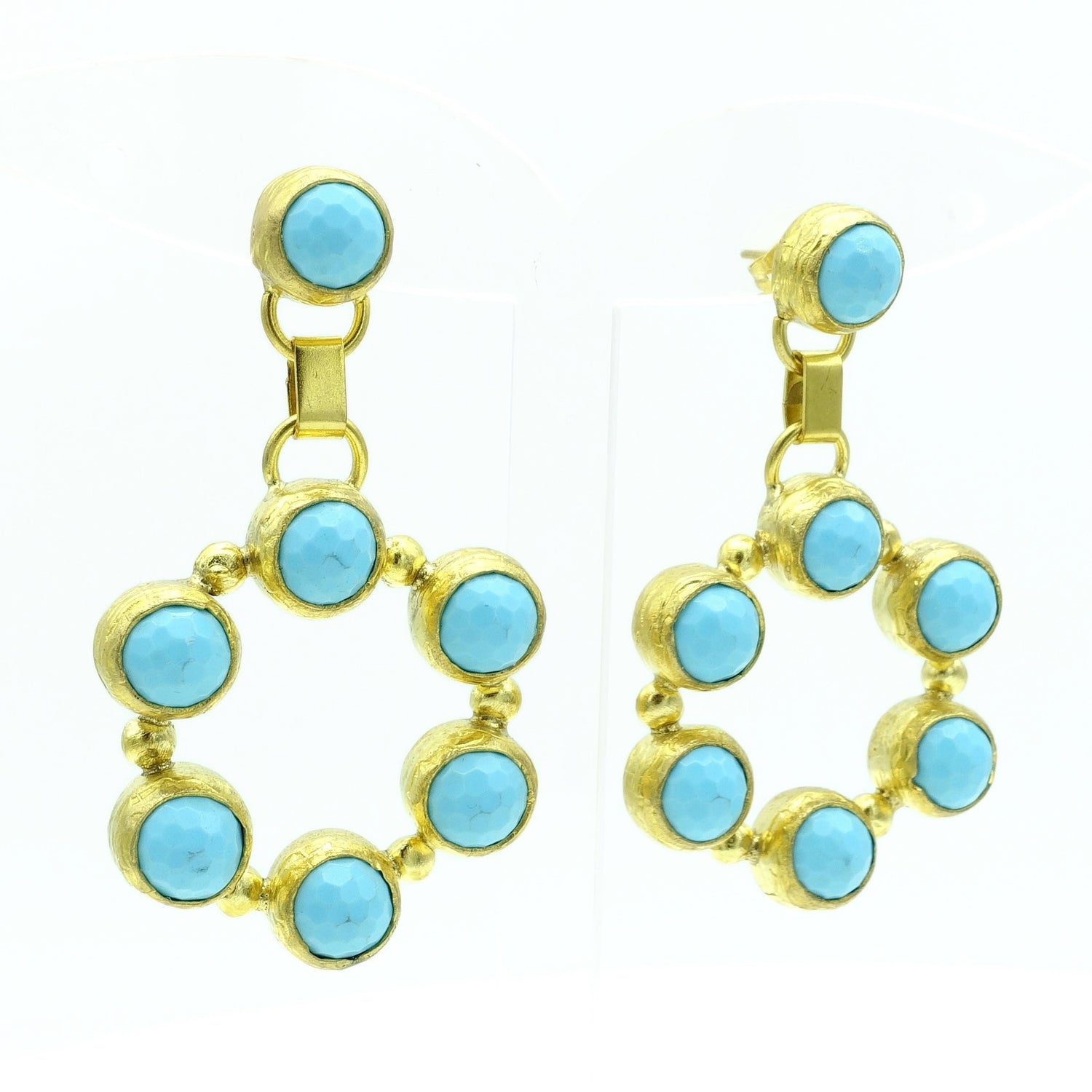 Aylas  Turquoise earrings 21ct Gold plated semi precious gemstone - Handmade