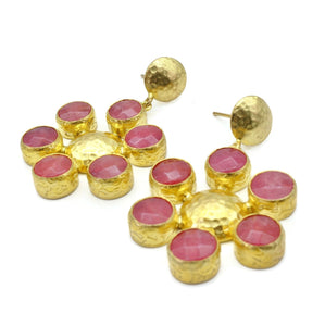 Aylas  Jade earrings 21ct Gold plated semi precious gemstone - Handmade