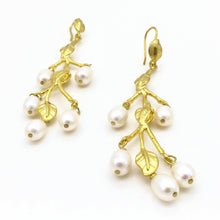 Aylas Pearl earrings 21ct Gold plated semi precious gemstone - Handmade