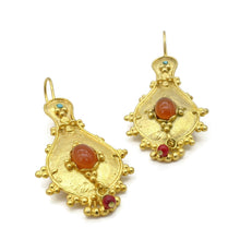 Aylas Amber earrings 21ct Gold plated semi precious gemstone - Handmade