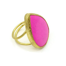 Aylas Howlite semi precious gemstone ring - 21ct Gold plated brass - Handmade