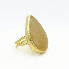 Aylas Carnelian semi precious gemstone ring - 21ct Gold plated brass - Handmade