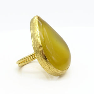 Aylas Aventurine semi precious gemstone ring - 21ct Gold plated brass - Handmade