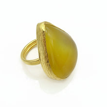 Aylas Aventurine semi precious gemstone ring - 21ct Gold plated brass - Handmade