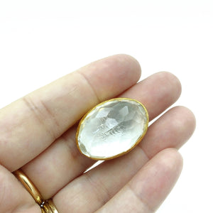 Aylas Crystal Quartz semi precious gemstone adjustable ring - 21ct Gold plated brass