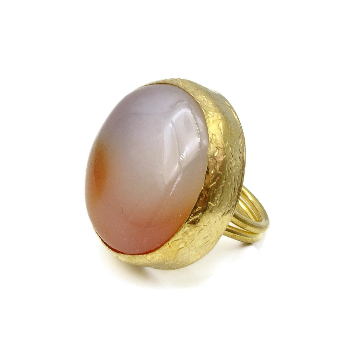 Aylas Agate semi precious gemstone ring - 21ct Gold plated brass - Handmade Ottoman Style