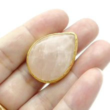Aylas Rose Quartz semi precious gemstone ring - 21ct Gold plated brass - Handmade