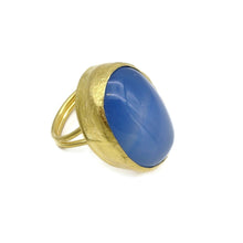 Aylas Agate semi precious gemstone ring - 21ct Gold plated brass - Handmade