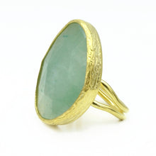 Aylas Jade semi precious gemstone ring - 21ct Gold plated brass - Handmade