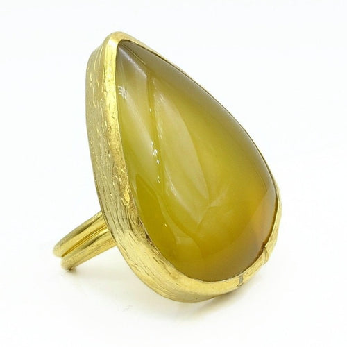 Aylas Aventurine adjustable ring - 21ct Gold plated brass - Handmade Ottoman Style