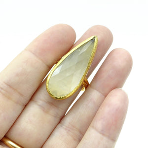 Aylas Cat eye adjustable ring - 21ct Gold plated brass - Handmade Ottoman Style