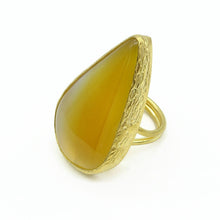 Aylas Agate adjustable ring - 21ct Gold plated brass - Handmade Ottoman Style