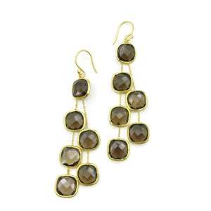 Aylas Smoky Quartz semi precious gemstone earrings - 21ct Gold plated Handmade