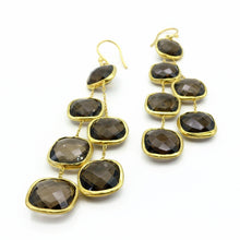 Aylas Smoky Quartz semi precious gemstone earrings - 21ct Gold plated Handmade
