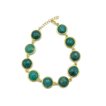 Aylas 22ct gold plated Bracelet - Emeralds semi precious gemstones - Handmade