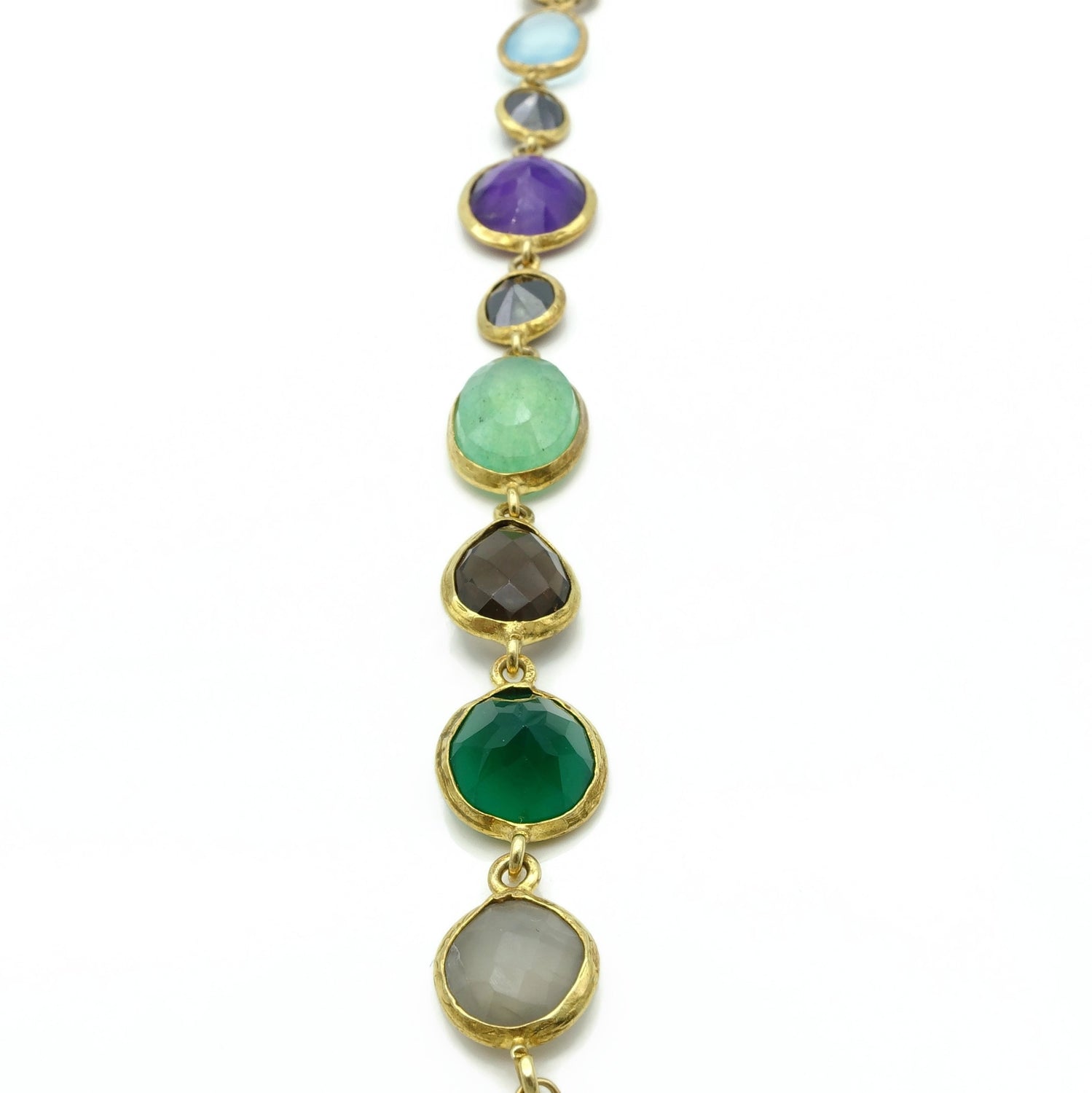 22ct gold plated Bracelet in Aquamarine Smoky Amethyst Multi semi precious gemstones