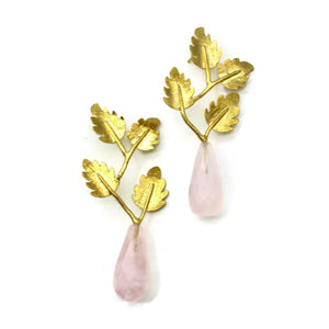 Aylas Rose quartz semi precious gemstone earrings - 21ct Gold plated Handmade