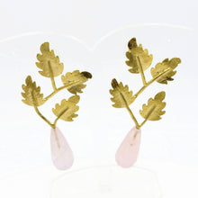 Aylas Rose quartz semi precious gemstone earrings - 21ct Gold plated Handmade
