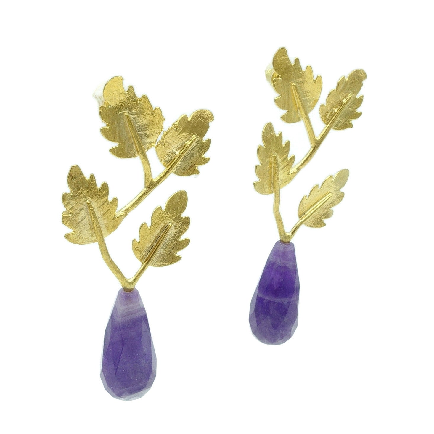 Aylas Agate semi precious gemstone earrings - 21ct Gold plated Handmade