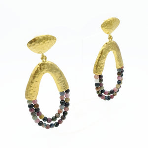 Aylas Rhodonite handmade semi precious gemstone earrings - 21ct Gold plated Ottoman style