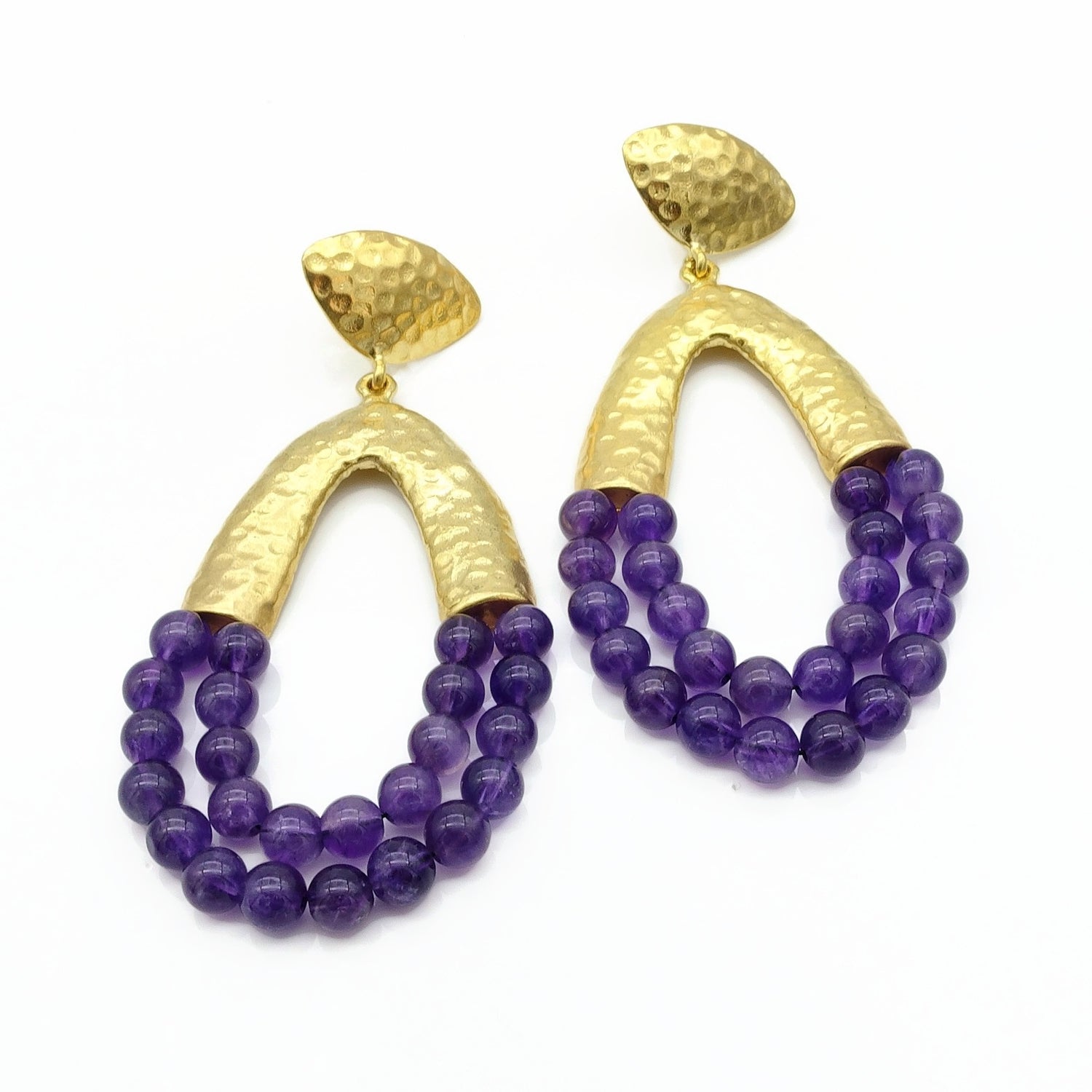 Aylas Jade handmade semi precious gemstone earrings - 21ct Gold plated Ottoman style