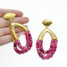 Aylas Agate handmade semi precious gemstone earrings - 21ct Gold plated Ottoman style