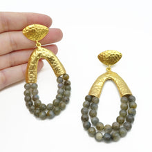 Aylas Labrodorite handmade semi precious gemstone earrings - 21ct Gold plated Ottoman style