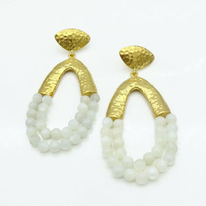Aylas Cat eye handmade semi precious gemstone earrings - 21ct Gold plated Ottoman style