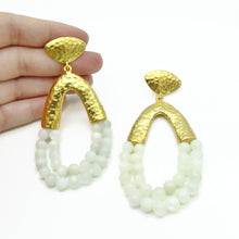 Aylas Cat eye handmade semi precious gemstone earrings - 21ct Gold plated Ottoman style