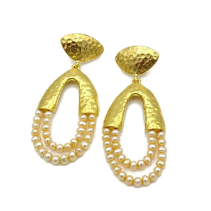 Aylas Pearl handmade semi precious gemstone earrings - 21ct Gold plated Ottoman style