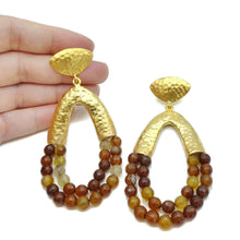 Aylas Amber handmade semi precious gemstone earrings - 21ct Gold plated Ottoman style