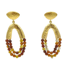 Aylas Amber handmade semi precious gemstone earrings - 21ct Gold plated Ottoman style
